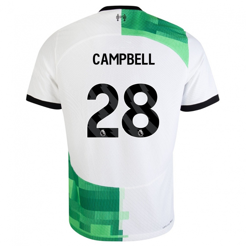 Kandiny Niño Camiseta Megan Campbell #28 Blanco Verde 2ª Equipación 2023/24 La Camisa Chile