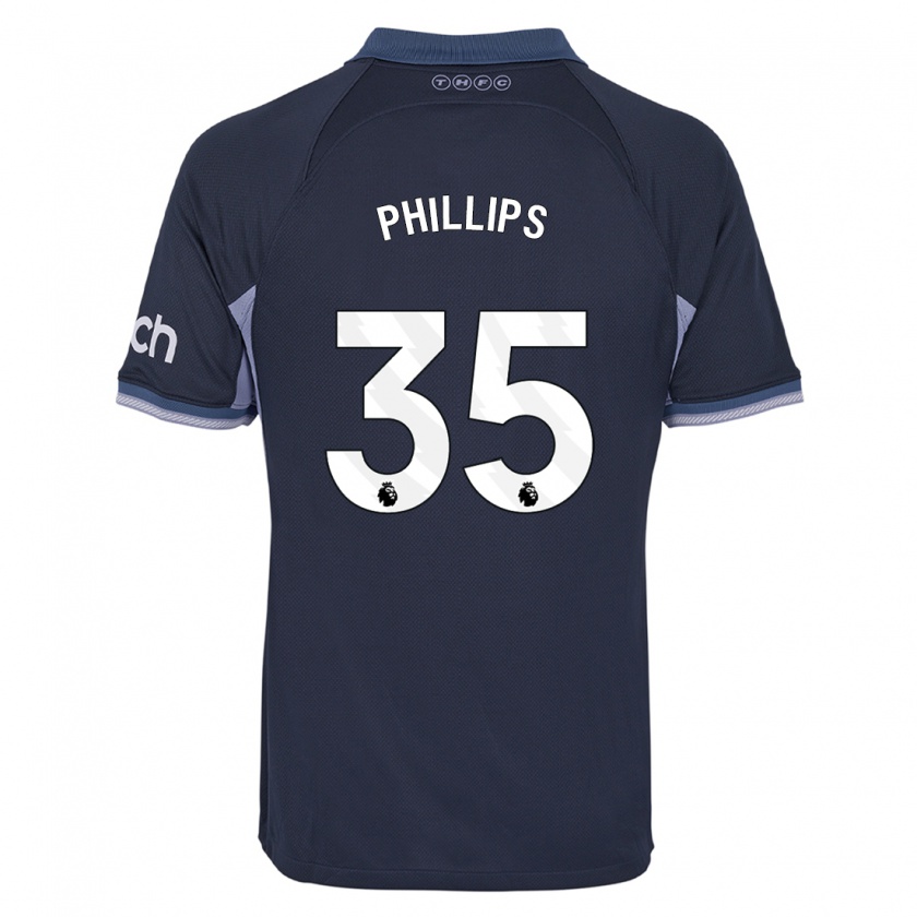 Kandiny Niño Camiseta Ashley Phillips #35 Azul Oscuro 2ª Equipación 2023/24 La Camisa Chile