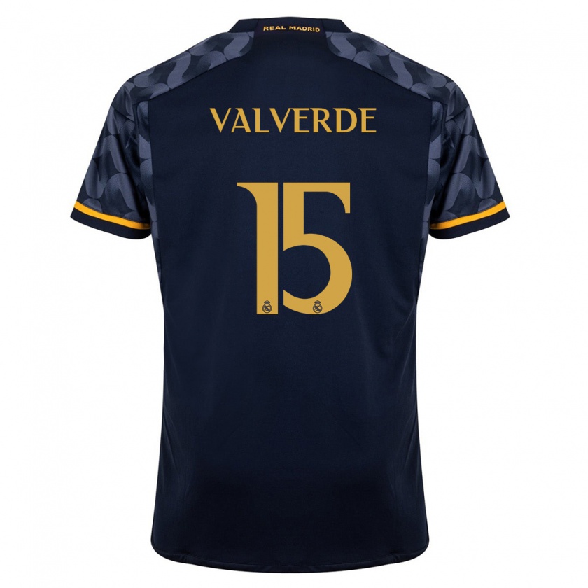 Kandiny Niño Camiseta Federico Valverde #15 Azul Oscuro 2ª Equipación 2023/24 La Camisa Chile