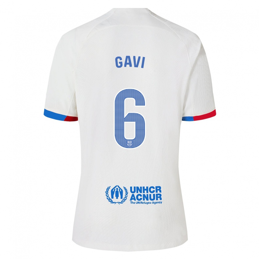 Kandiny Niño Camiseta Gavi #6 Blanco 2ª Equipación 2023/24 La Camisa Chile