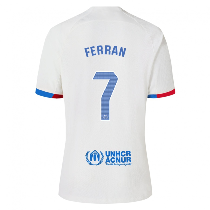 Kandiny Niño Camiseta Ferran Torres #7 Blanco 2ª Equipación 2023/24 La Camisa Chile