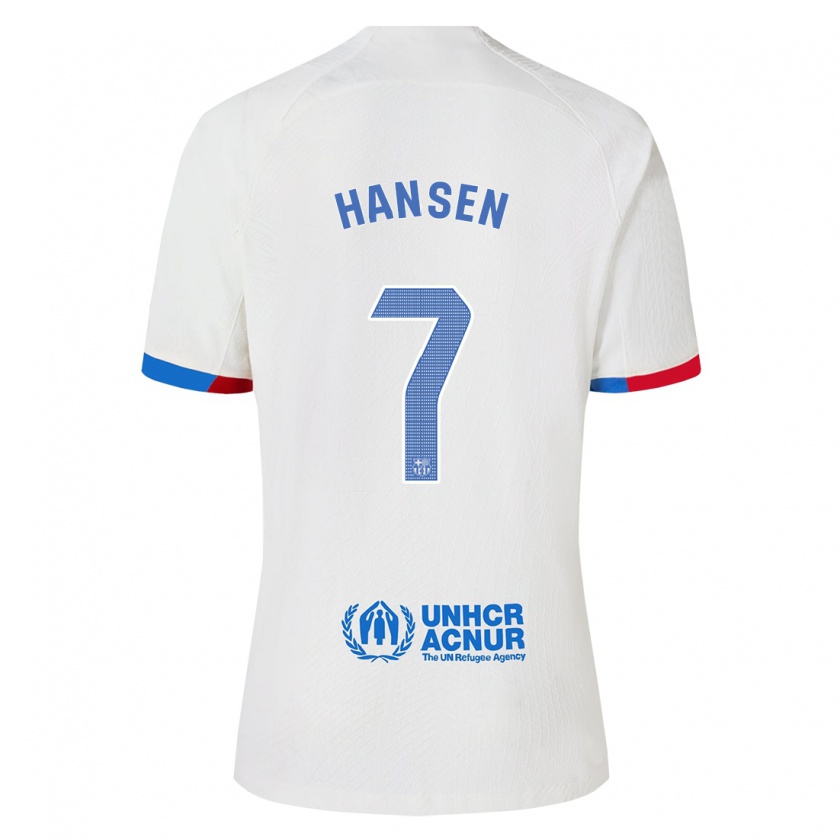 Kandiny Niño Camiseta Caroline Graham Hansen #7 Blanco 2ª Equipación 2023/24 La Camisa Chile