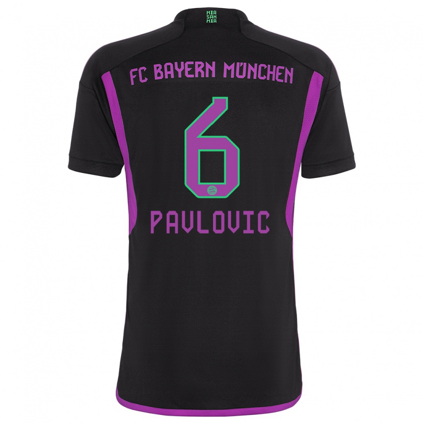Kandiny Niño Camiseta Aleksandar Pavlovic #6 Negro 2ª Equipación 2023/24 La Camisa Chile