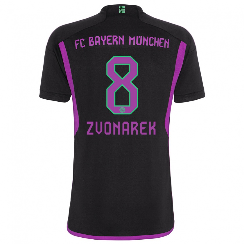 Kandiny Niño Camiseta Lovro Zvonarek #8 Negro 2ª Equipación 2023/24 La Camisa Chile