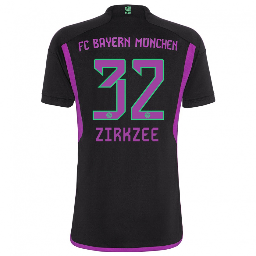 Kandiny Niño Camiseta Joshua Zirkzee #32 Negro 2ª Equipación 2023/24 La Camisa Chile