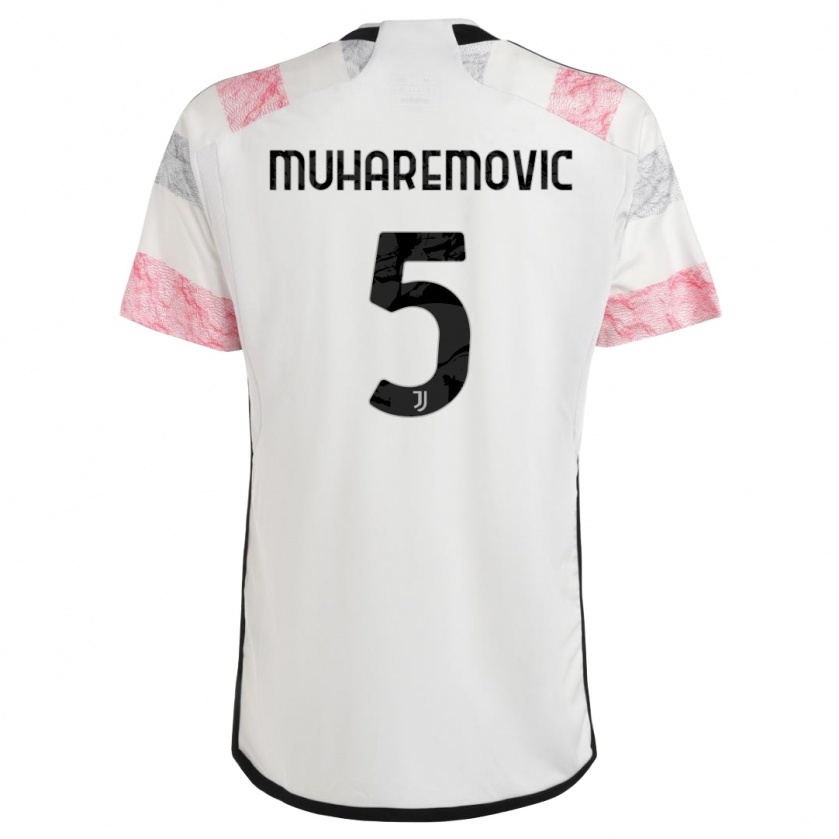 Kandiny Niño Camiseta Tarik Muharemovic #5 Blanco Rosa 2ª Equipación 2023/24 La Camisa Chile