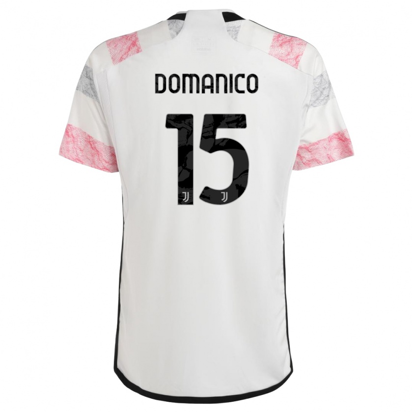 Kandiny Niño Camiseta Saverio Domanico #15 Blanco Rosa 2ª Equipación 2023/24 La Camisa Chile
