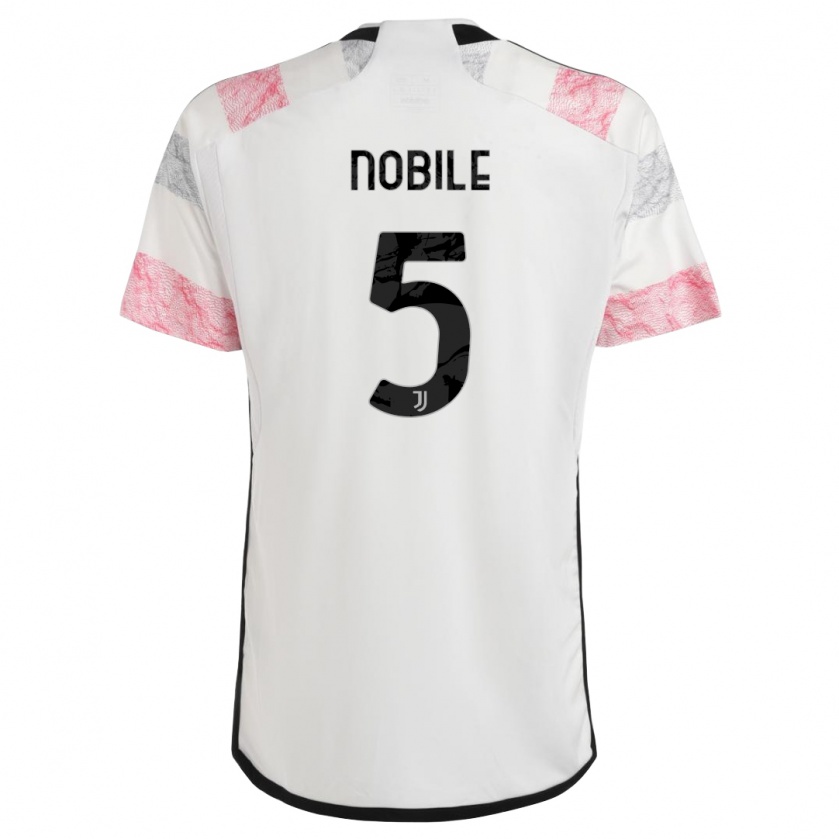 Kandiny Niño Camiseta Riccardo Nobile #5 Blanco Rosa 2ª Equipación 2023/24 La Camisa Chile