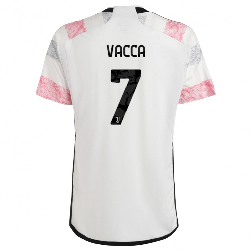 Kandiny Niño Camiseta Alessio Vacca #7 Blanco Rosa 2ª Equipación 2023/24 La Camisa Chile