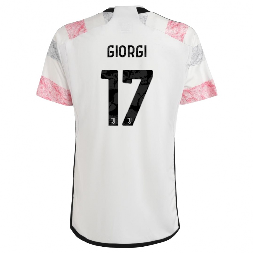 Kandiny Niño Camiseta Lorenzo Giorgi #17 Blanco Rosa 2ª Equipación 2023/24 La Camisa Chile
