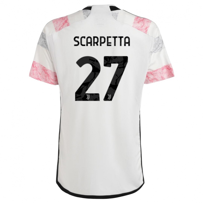 Kandiny Niño Camiseta Jacopo Scarpetta #27 Blanco Rosa 2ª Equipación 2023/24 La Camisa Chile
