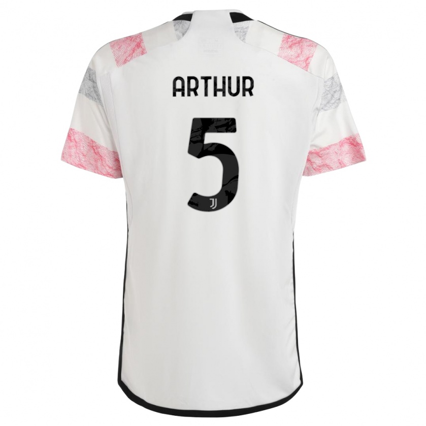 Kandiny Niño Camiseta Arthur #5 Blanco Rosa 2ª Equipación 2023/24 La Camisa Chile