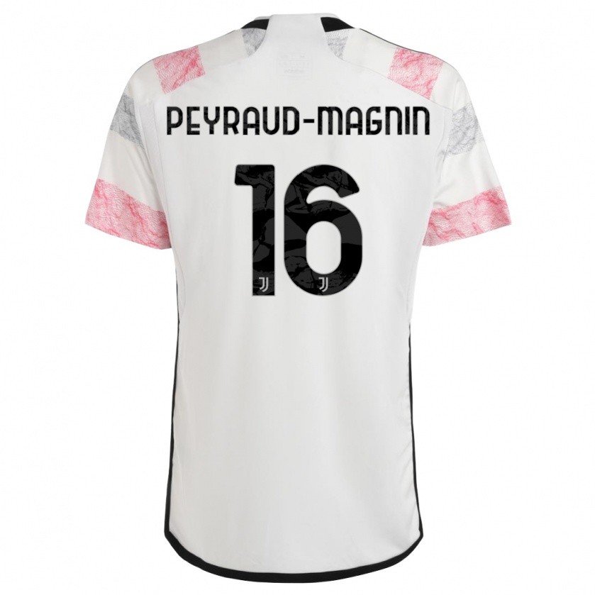Kandiny Niño Camiseta Pauline Peyraud-Magnin #16 Blanco Rosa 2ª Equipación 2023/24 La Camisa Chile
