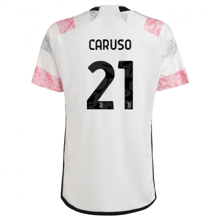 Kandiny Niño Camiseta Arianna Caruso #21 Blanco Rosa 2ª Equipación 2023/24 La Camisa Chile