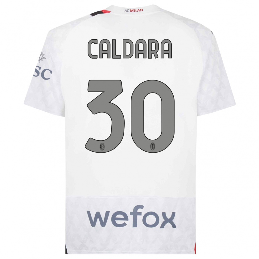 Kandiny Niño Camiseta Mattia Caldara #30 Blanco 2ª Equipación 2023/24 La Camisa Chile