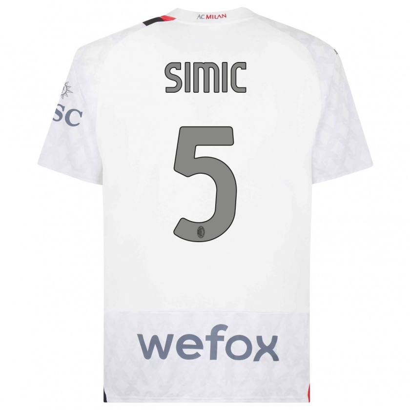 Kandiny Niño Camiseta Jan-Carlo Simic #5 Blanco 2ª Equipación 2023/24 La Camisa Chile