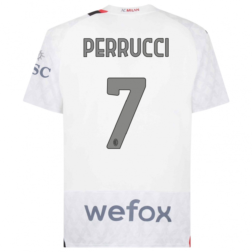 Kandiny Niño Camiseta Vincenzo Perrucci #7 Blanco 2ª Equipación 2023/24 La Camisa Chile