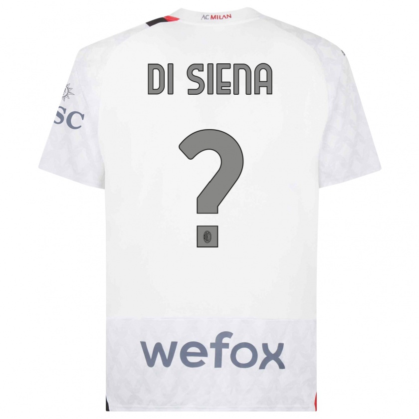 Kandiny Niño Camiseta Andrea Di Siena #0 Blanco 2ª Equipación 2023/24 La Camisa Chile