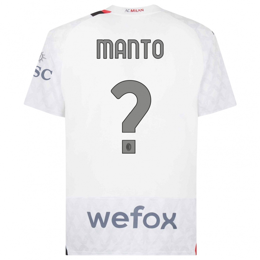 Kandiny Niño Camiseta Gaetano Manto #0 Blanco 2ª Equipación 2023/24 La Camisa Chile
