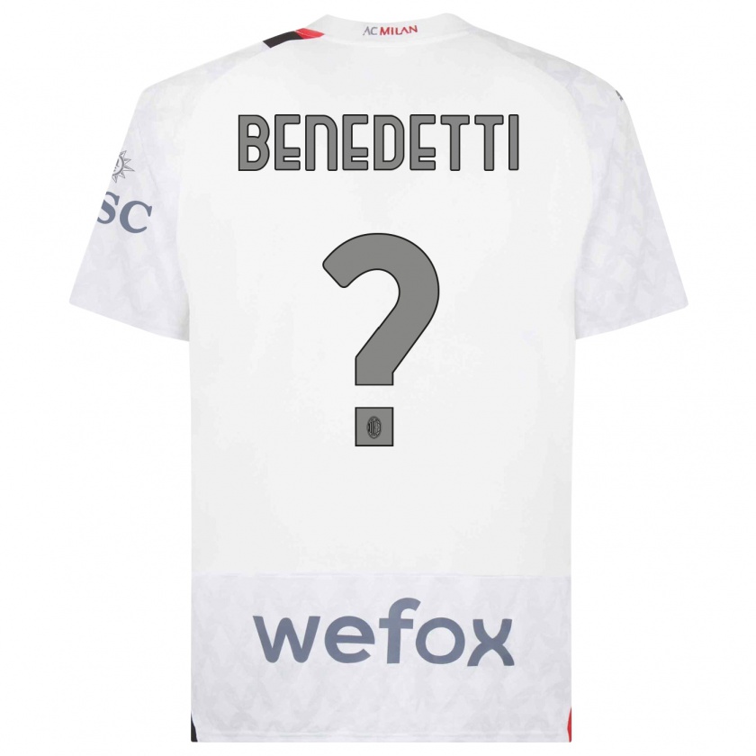 Kandiny Niño Camiseta Gioele Benedetti #0 Blanco 2ª Equipación 2023/24 La Camisa Chile