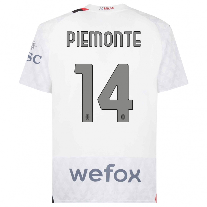 Kandiny Niño Camiseta Martina Piemonte #14 Blanco 2ª Equipación 2023/24 La Camisa Chile