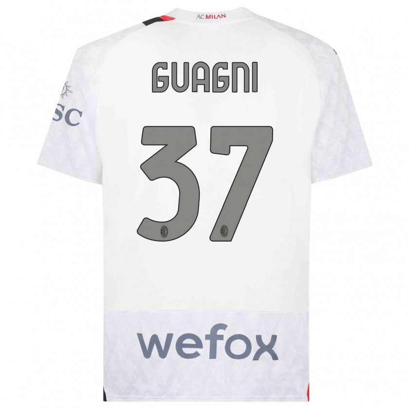 Kandiny Niño Camiseta Alia Guagni #37 Blanco 2ª Equipación 2023/24 La Camisa Chile