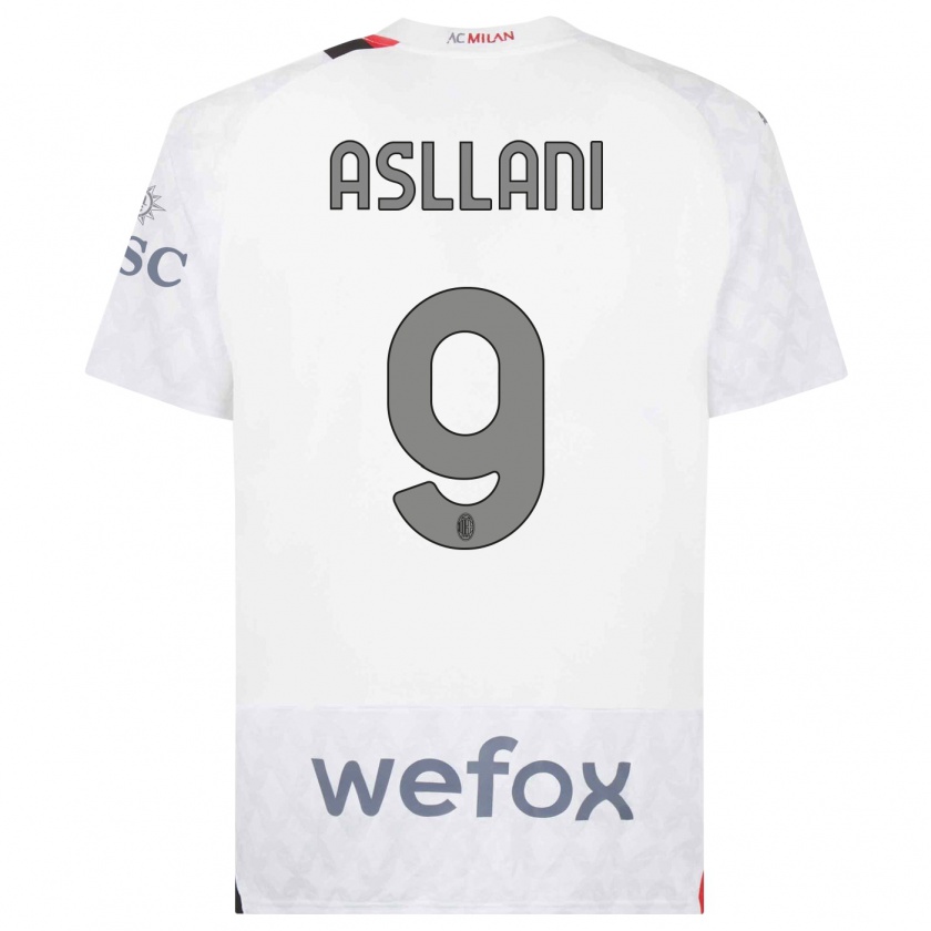 Kandiny Niño Camiseta Kosovare Asllani #9 Blanco 2ª Equipación 2023/24 La Camisa Chile