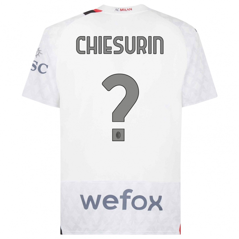 Kandiny Niño Camiseta Alberto Chiesurin #0 Blanco 2ª Equipación 2023/24 La Camisa Chile