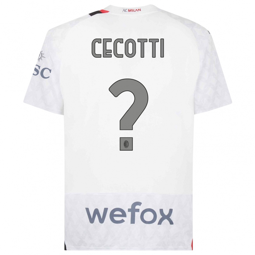 Kandiny Niño Camiseta Tommaso Cecotti #0 Blanco 2ª Equipación 2023/24 La Camisa Chile