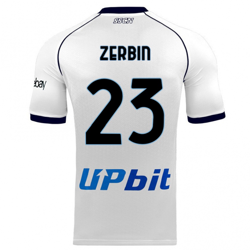 Kandiny Niño Camiseta Alessio Zerbin #23 Blanco 2ª Equipación 2023/24 La Camisa Chile