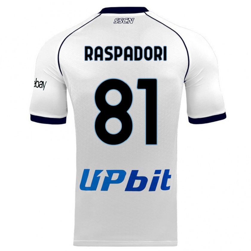 Kandiny Niño Camiseta Giacomo Raspadori #81 Blanco 2ª Equipación 2023/24 La Camisa Chile