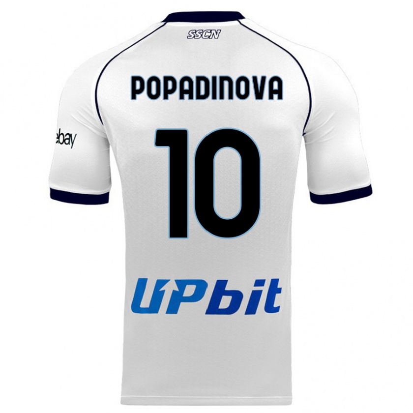 Kandiny Niño Camiseta Evdokiya Popadinova #10 Blanco 2ª Equipación 2023/24 La Camisa Chile