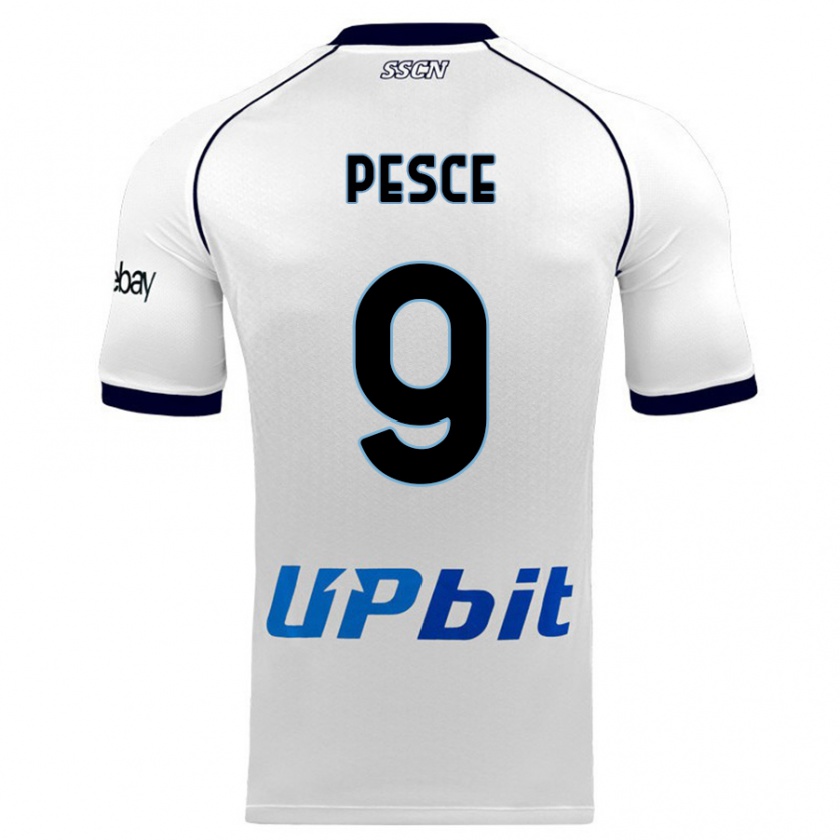 Kandiny Niño Camiseta Antonio Pesce #9 Blanco 2ª Equipación 2023/24 La Camisa Chile