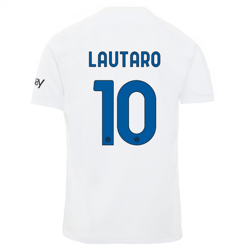 Kandiny Niño Camiseta Lautaro Martínez #10 Blanco 2ª Equipación 2023/24 La Camisa Chile