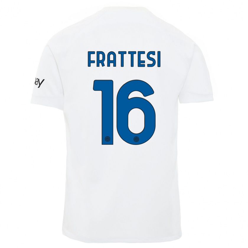 Kandiny Niño Camiseta Davide Frattesi #16 Blanco 2ª Equipación 2023/24 La Camisa Chile