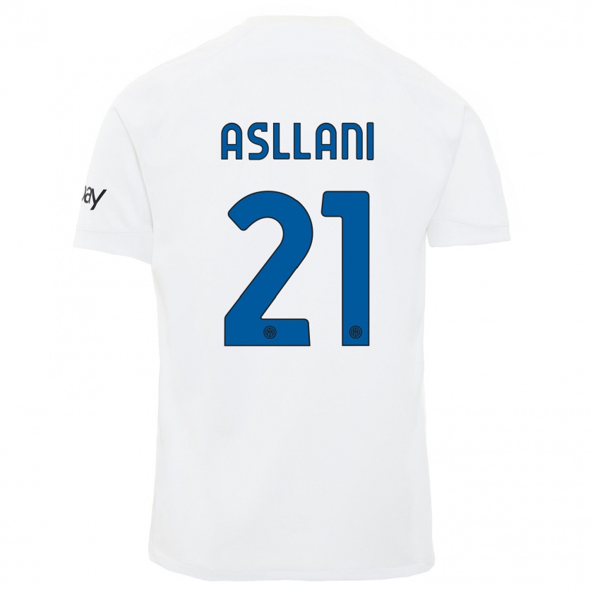 Kandiny Niño Camiseta Kristjan Asllani #21 Blanco 2ª Equipación 2023/24 La Camisa Chile