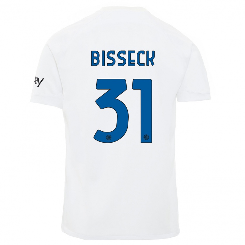 Kandiny Niño Camiseta Yann Bisseck #31 Blanco 2ª Equipación 2023/24 La Camisa Chile