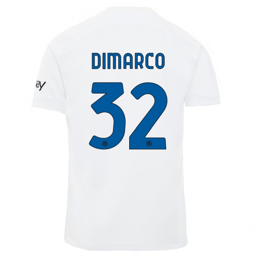 Kandiny Niño Camiseta Federico Dimarco #32 Blanco 2ª Equipación 2023/24 La Camisa Chile
