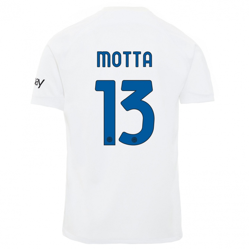 Kandiny Niño Camiseta Matteo Motta #13 Blanco 2ª Equipación 2023/24 La Camisa Chile