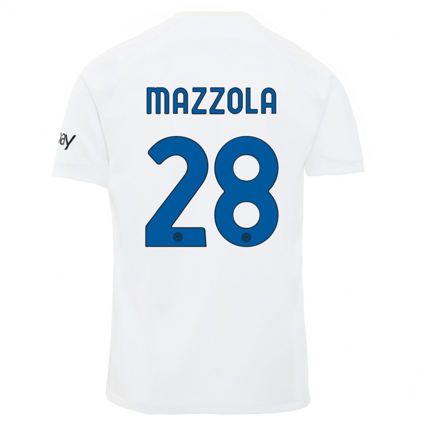 Kandiny Niño Camiseta Giuseppe Mazzola #28 Blanco 2ª Equipación 2023/24 La Camisa Chile