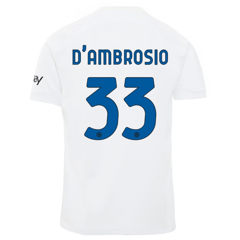 Kandiny Niño Camiseta Danilo D'ambrosio #33 Blanco 2ª Equipación 2023/24 La Camisa Chile