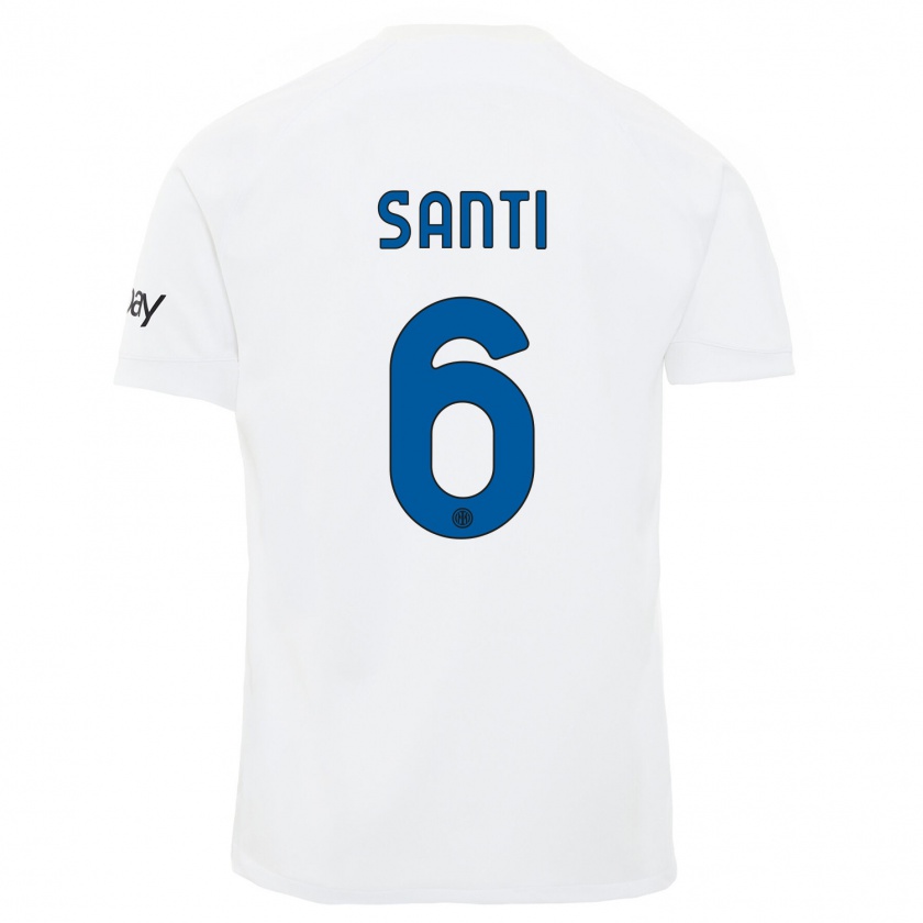 Kandiny Niño Camiseta Irene Santi #6 Blanco 2ª Equipación 2023/24 La Camisa Chile