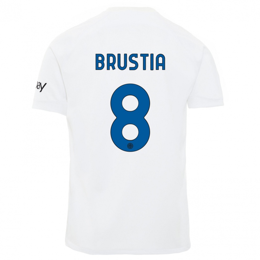 Kandiny Niño Camiseta Martina Brustia #8 Blanco 2ª Equipación 2023/24 La Camisa Chile
