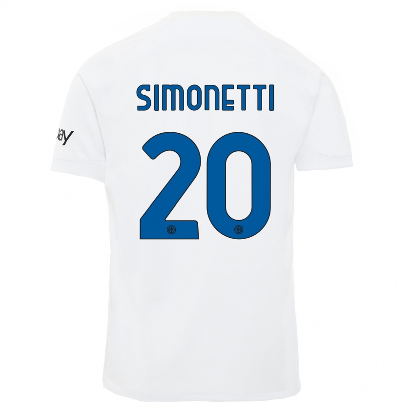 Kandiny Niño Camiseta Flaminia Simonetti #20 Blanco 2ª Equipación 2023/24 La Camisa Chile