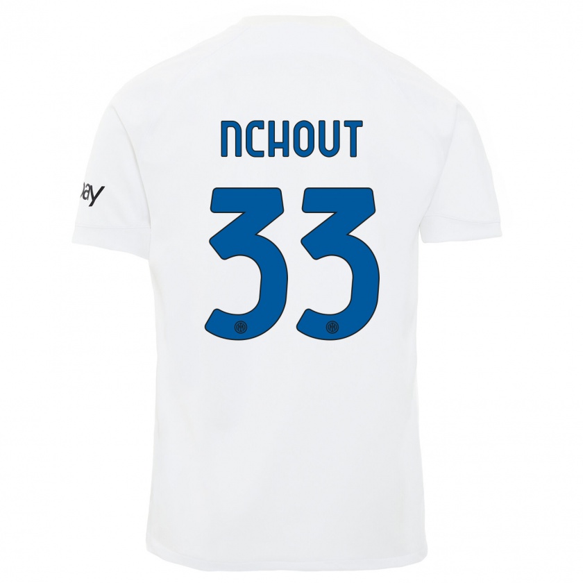 Kandiny Niño Camiseta Ajara Nchout #33 Blanco 2ª Equipación 2023/24 La Camisa Chile