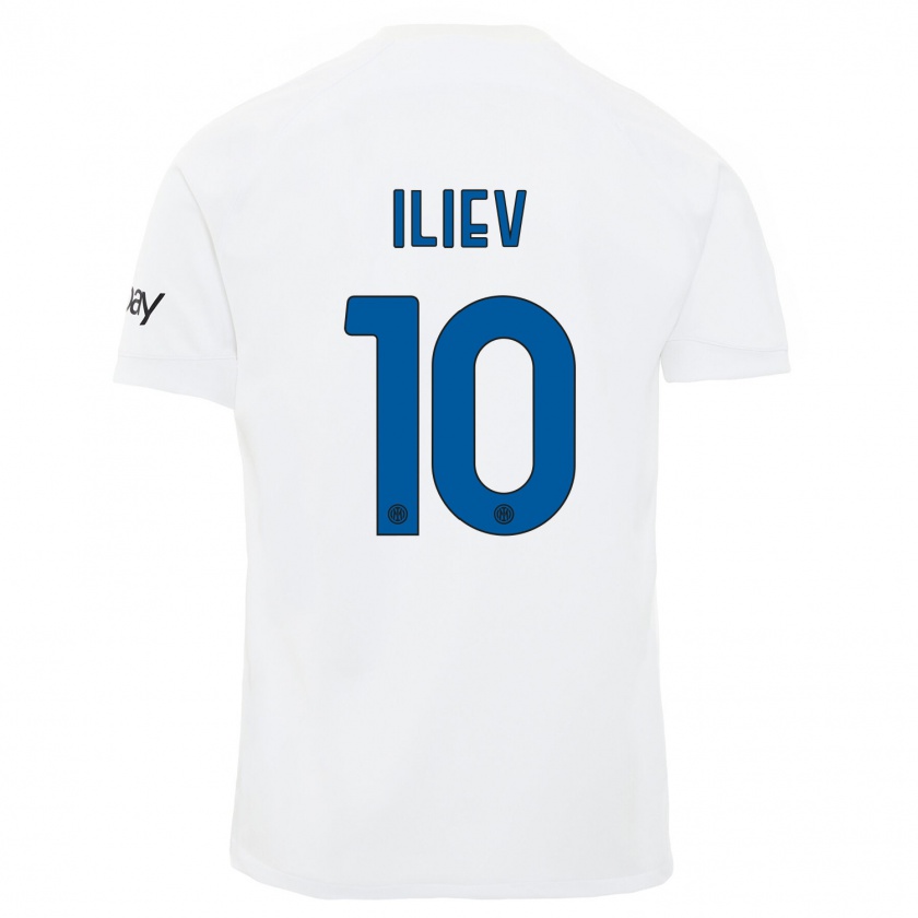 Kandiny Niño Camiseta Nikola Iliev #10 Blanco 2ª Equipación 2023/24 La Camisa Chile