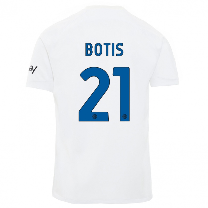 Kandiny Niño Camiseta Nikolaos Botis #21 Blanco 2ª Equipación 2023/24 La Camisa Chile
