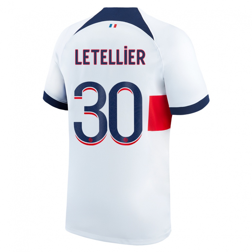 Kandiny Niño Camiseta Alexandre Letellier #30 Blanco 2ª Equipación 2023/24 La Camisa Chile