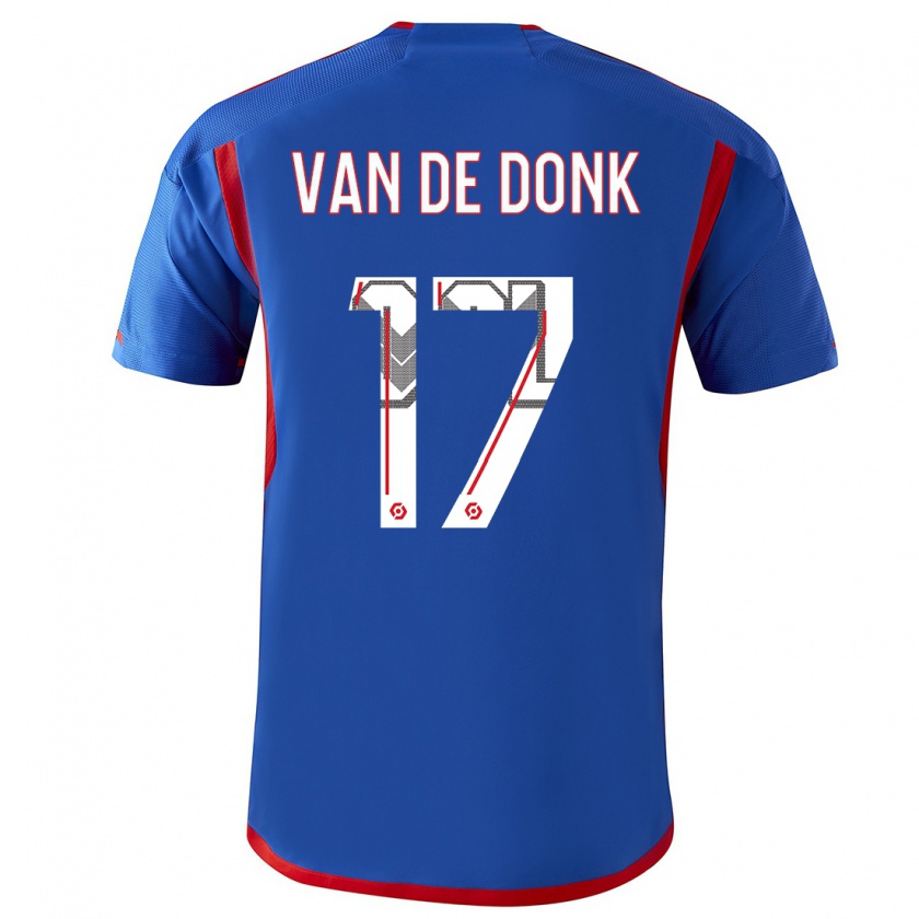 Kandiny Niño Camiseta Danielle Van De Donk #17 Azul Rojo 2ª Equipación 2023/24 La Camisa Chile