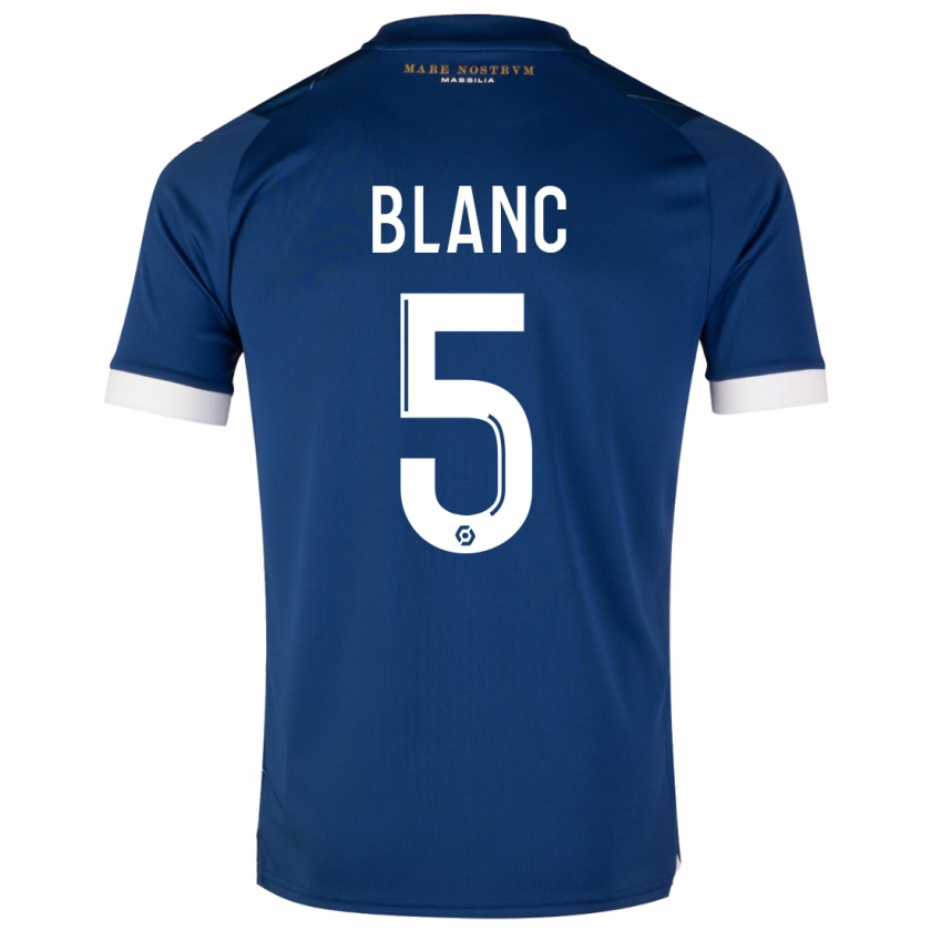 Kandiny Niño Camiseta Amandine Blanc #5 Azul Oscuro 2ª Equipación 2023/24 La Camisa Chile